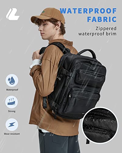 LIVACASA Waterproof Travel Laptop Backpack for Women Men,Flight Approved Carry on Backpack,School Backpack Fit 17 Inch Laptop