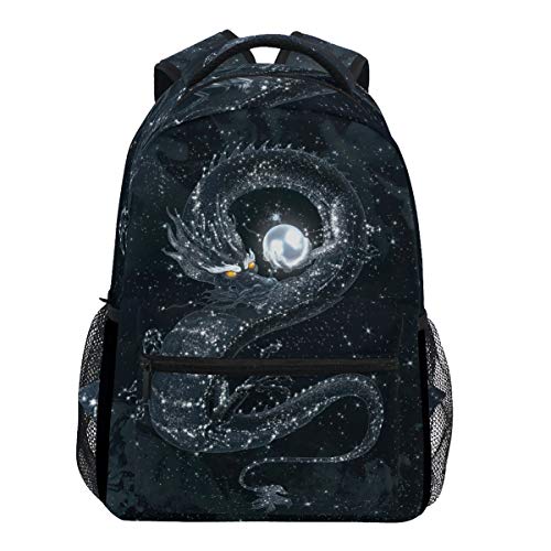 Oarencol Magic Dark Dragon Galaxy Space Black Backpack Bookbag Daypack Travel School Bag