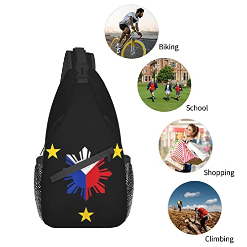 Cute Philippines Flag Sling Bag Crossbody Chest Bag Travel Hiking Daypack Filipino Shoulder Bag for Women Men