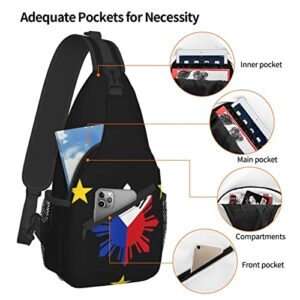 Cute Philippines Flag Sling Bag Crossbody Chest Bag Travel Hiking Daypack Filipino Shoulder Bag for Women Men