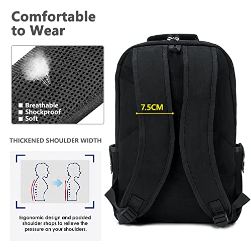 KINGSLONG 15.6 inch Laptop Backpack,College Student Computer Bag Daypack Backpacks School Bag Casual Commute Bag Travel Work For Women Men,Black