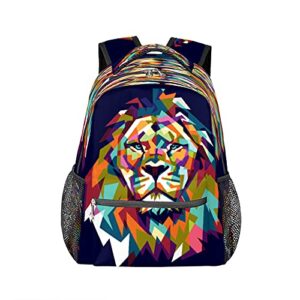 travel laptop backpacks geometric lion water resistant lightweight school backpacks casual daypack for women men teen girls boys