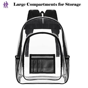 Clear Backpack Heavy Duty Transparent Backpack See Through Clear Bookbags for School, College,Security,Work,Concert (L16 inch, Black)