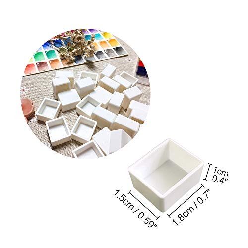 Watercolor Half Pans with Magnetic Stripe - 48Pcs White Plastic Empty Artist Paint Pan Kits for DIY Watercolor Oils or Acrylics Painting Travel Tin Case Palette Art Drawing