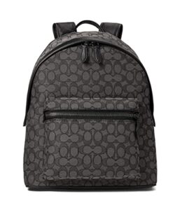 coach charter backpack in signature jacquard charcoal/black one size