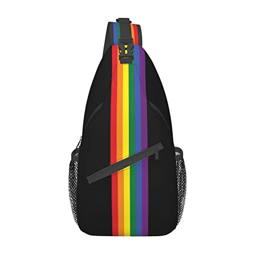 Gelxicu Retro Rainbow LGBT Pride Plaid Sling Bag Lgbt Sling Backpack Crossbody Chest Bag Daypack For Hiking Travel