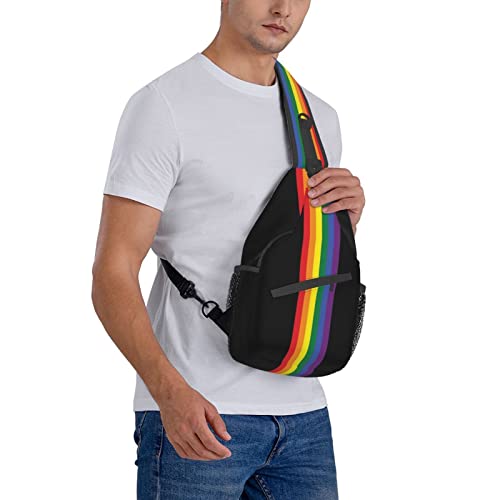 Gelxicu Retro Rainbow LGBT Pride Plaid Sling Bag Lgbt Sling Backpack Crossbody Chest Bag Daypack For Hiking Travel