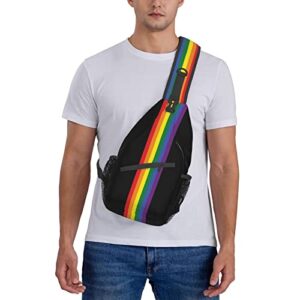 Gelxicu Retro Rainbow LGBT Pride Plaid Sling Bag Lgbt Sling Backpack Crossbody Chest Bag Daypack For Hiking Travel