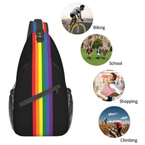 Gelxicu Retro Rainbow LGBT Pride Plaid Sling Bag Lgbt Sling Backpack Crossbody Chest Bag Daypack For Hiking Travel