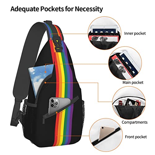 Gelxicu Retro Rainbow LGBT Pride Plaid Sling Bag Lgbt Sling Backpack Crossbody Chest Bag Daypack For Hiking Travel