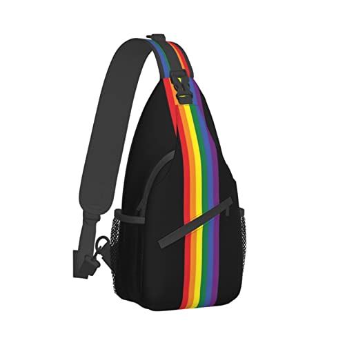 Gelxicu Retro Rainbow LGBT Pride Plaid Sling Bag Lgbt Sling Backpack Crossbody Chest Bag Daypack For Hiking Travel