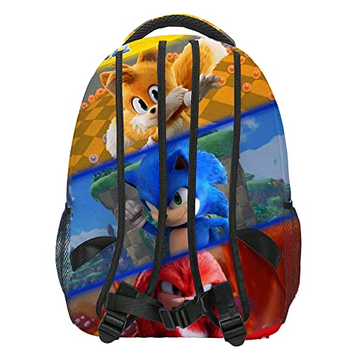 XYAM Anime Hedgehogs Knuckles Tail Backpack with Keychain Travel Backpack 17 in Cartoon 3D Print Bookbag Teen Laptop Backpack