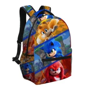 XYAM Anime Hedgehogs Knuckles Tail Backpack with Keychain Travel Backpack 17 in Cartoon 3D Print Bookbag Teen Laptop Backpack