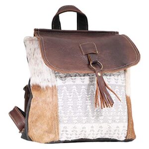 Myra Bag Hanging Buckle Upcycled Canvas & Cowhide Leather Backpack S-1609