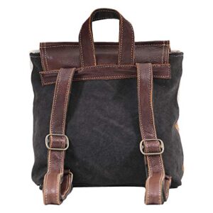 Myra Bag Hanging Buckle Upcycled Canvas & Cowhide Leather Backpack S-1609