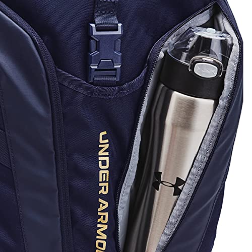 Under Armour Adult Hustle Pro Backpack , Midnight Navy (410)/Metallic Gold , One Size Fits All