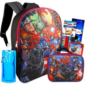 marvel store marvel avengers school supplies bundle – ultimate marvel bundle with backpack, insulated lunch box, and water pouch plus avengers water bottle avengers lunch box 0