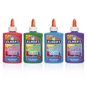 elmer’s washable glue, colors, 5 ounces, 4 count, for making slime, 5 oz, 4-assorted