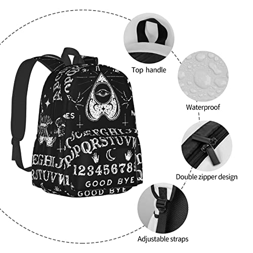 HODOYO Vintage Skeleton Magic Ouija Board Black Backpack Durable Laptop Backpack Stylish Bookbag with Adjustable Shoulder Straps Multipurpose Backpacks for Business Work