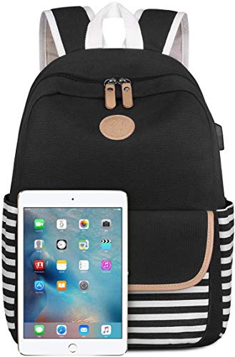 Sugaroom Canvas Bookbags School Backpack Laptop Schoolbag for Teens Girls High School