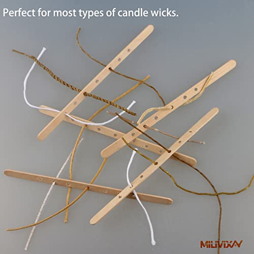 MILIVIXAY 100pcs Wooden Candle Wick Holders, Candle Wicks Centering Device, Candle Wick Bars, Wick Holders for Large & Multiwick Candles.