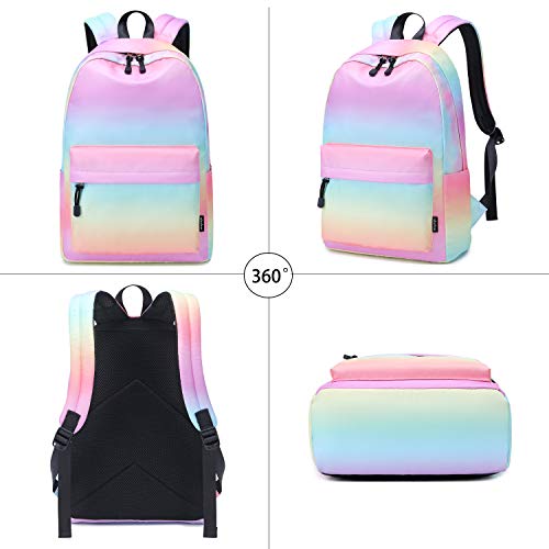 Abshoo Lightweight Water Resistant Galaxy Backpacks for Teen Girls School Backpack with Lunch Bag (Rainbow Set)