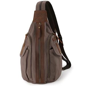 Jannloe Canvas Sling Bag Small Crossbody Backpack for Women Men Casual Shoulder Daypack Outdoor Rucksack Hiking Travel