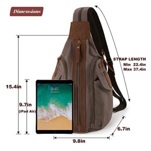 Jannloe Canvas Sling Bag Small Crossbody Backpack for Women Men Casual Shoulder Daypack Outdoor Rucksack Hiking Travel