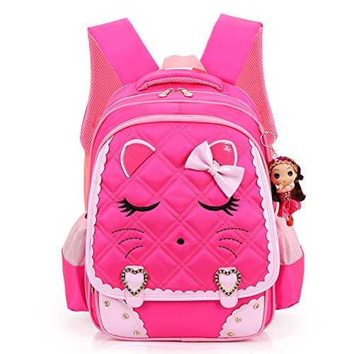 Waterproof Cat Face Waterproof Kids Backpack School Bookbag for Primary Girls Students Yookeyo