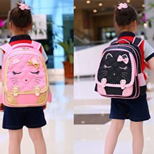 Waterproof Cat Face Waterproof Kids Backpack School Bookbag for Primary Girls Students Yookeyo