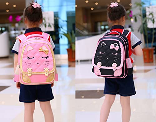 Waterproof Cat Face Waterproof Kids Backpack School Bookbag for Primary Girls Students Yookeyo