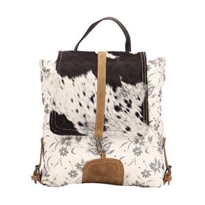 myra bag bloom bleach upcycled canvas & cowhide backpack s-1504