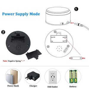 USLINSKY Cup Display Stand Turner For Epoxy Glitter Tumblers, Battery / USB Operated 360 Degree Rotating Display Base Turntable, Tumbler Spinner Machine Silver Mirrored Top for Bling Tumblers Mugs