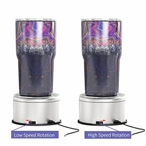 USLINSKY Cup Display Stand Turner For Epoxy Glitter Tumblers, Battery / USB Operated 360 Degree Rotating Display Base Turntable, Tumbler Spinner Machine Silver Mirrored Top for Bling Tumblers Mugs