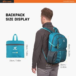 SKYSPER Lightweight Packable Backpack 30L Hiking Daypack with Wet Pocket Foldable Travel Carry-on Backpack Cyan