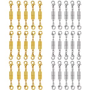 30 piece gold and silver necklace clasps magnetic jewelry locking clasps and closures bracelet lobster clasp connector for diy necklace bracelet jewelry crafts making supplies