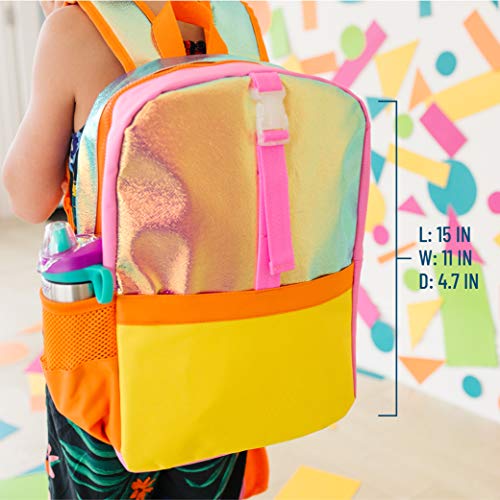 Wildkin Pack-it-All Kids Backpack for Boys & Girls, Ideal Size for School & Travel Backpack for Kids, Features Front Strap, Interior Sleeve, Back Support & Side Pocket (Orange Shimmer)