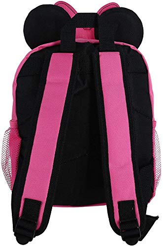 Disney Minnie Mouse Mini Backpack for Toddlers ~ Deluxe 12" Minnie Face Bag with 3D Ears and Bow (Minnie Mouse School Supplies Bundle)