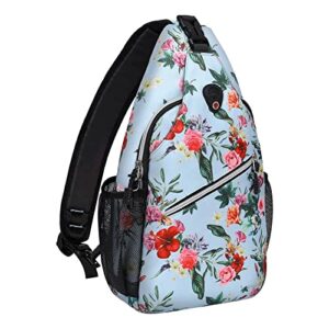 mosiso sling backpack, multipurpose travel hiking daypack rope crossbody shoulder bag, ranunculus