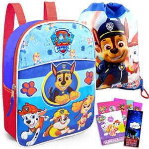 Fast Forward Paw Patrol Mini Backpack and Drawstring Bag Set - Bundle with 11” Paw Patrol Mini Backpack, Drawstring Bag, Stickers, More | Paw Patrol Backpack Toddler