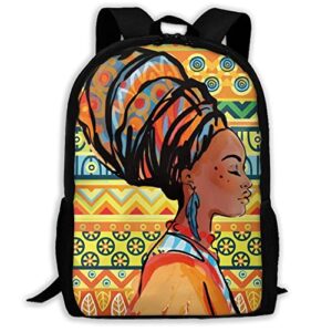large capacity bookbag backpack 17 inch,african woman tribal striped personalized funny travel laptop backpacks daypack with side pockets,cartoon book bag rucksack for outdoor
