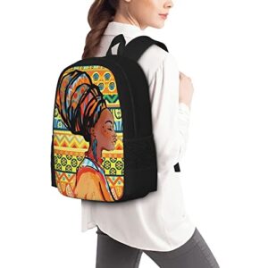 Large Capacity Bookbag Backpack 17 Inch,African Woman Tribal Striped Personalized Funny Travel Laptop Backpacks Daypack with Side Pockets,Cartoon Book Bag Rucksack for Outdoor