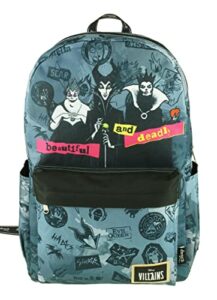 kbnl classic disney villains backpack with laptop compartment for school, travel, and work (villains), multicolor, large