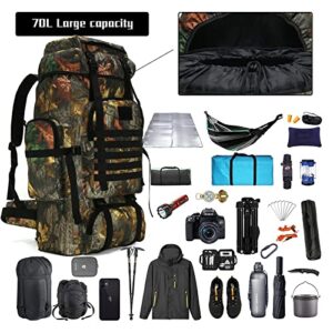 WintMing 70L Camping Hiking Backpack Molle Rucksack Waterproof Traveling Daypack (70L-CamoTabby)