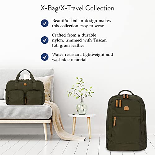 Bric's X-Travel Metro Backpack - 15 Inch - Travel Backpack for Women and Men - Designer Bag with Large Pockets - Olive