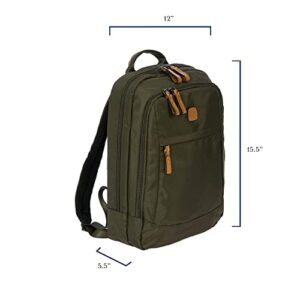 Bric's X-Travel Metro Backpack - 15 Inch - Travel Backpack for Women and Men - Designer Bag with Large Pockets - Olive