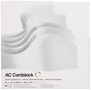 12 x 12-inch white ac cardstock pack by american crafts | includes 60 sheets of heavy weight, textured white cardstock