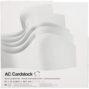 12 x 12-inch White AC Cardstock Pack by American Crafts | Includes 60 sheets of heavy weight, textured white cardstock