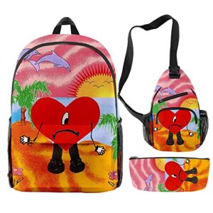 zakely un verano sin ti backpack bunny fans backpack travel shoulder backpack cosplay backpack 3pcs set for men women