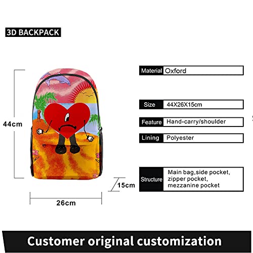 Zakely Un Verano Sin Ti Backpack Bunny Fans Backpack Travel Shoulder Backpack Cosplay Backpack 3pcs Set for Men Women